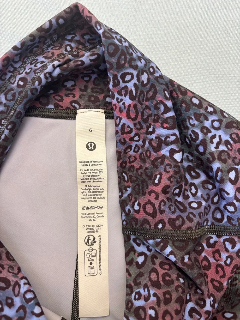Lulu lemon Leopard Print High-Waist Biker Shorts - Purple, green and rust
